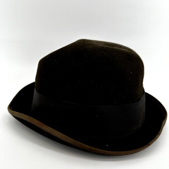 Vintage St. Regis Long Oval Hat Fedora Wool Water Repellent 70s Brown 7 3/8 - Picture 3 of 7